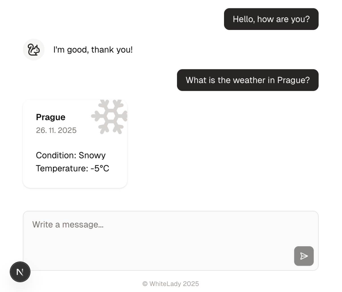 UI chatbota s počasím