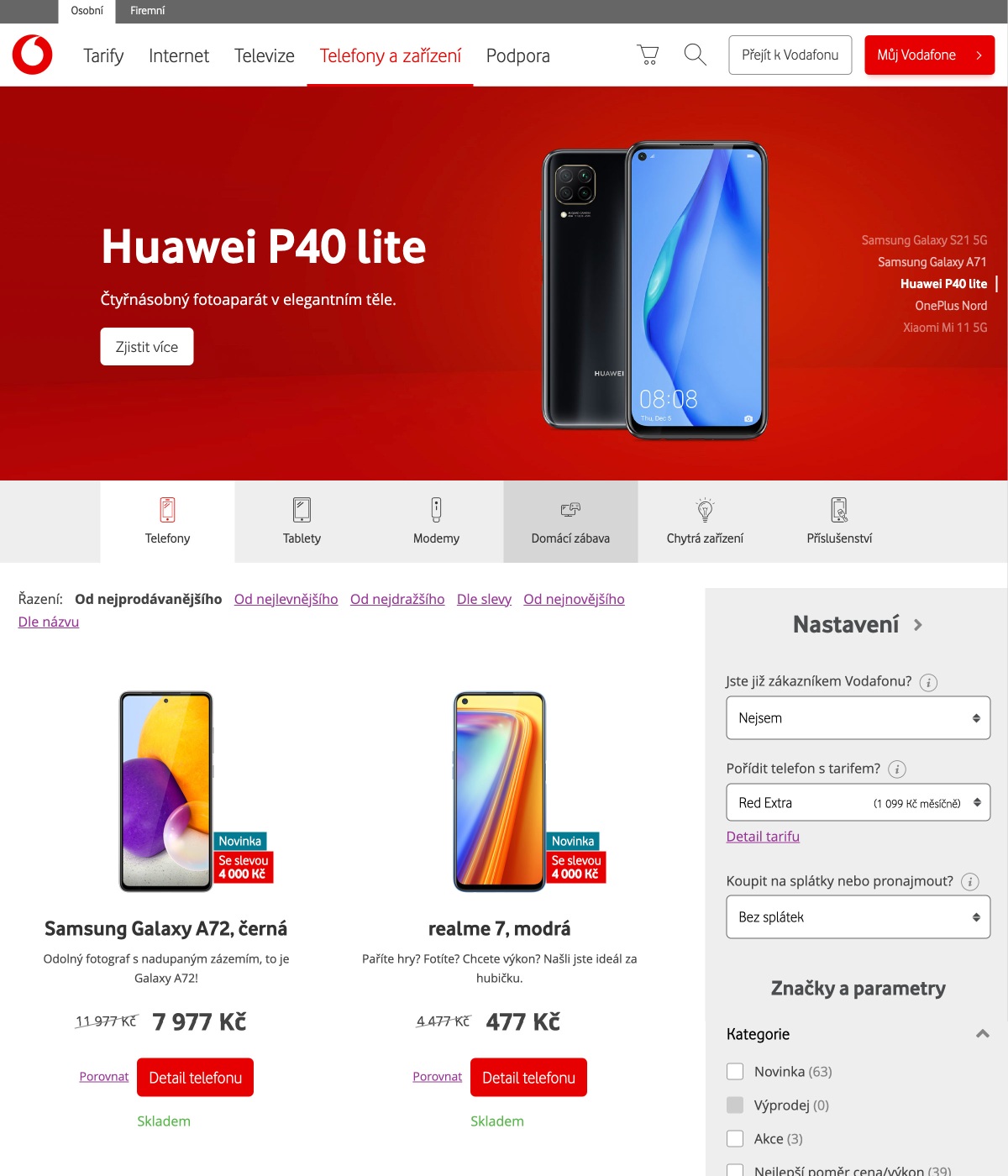 Vodafone website screenshot