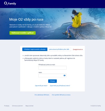Moje O2 Family website screenshot
